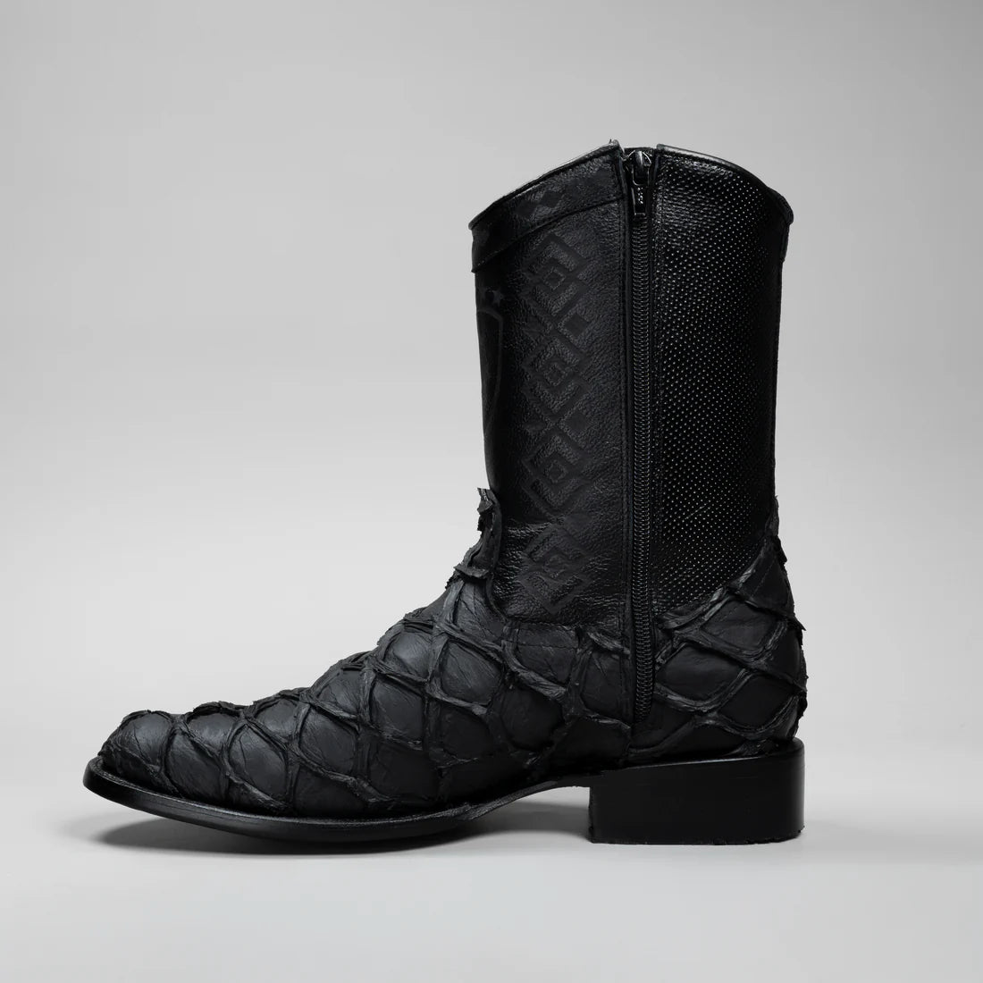 MEN'S PIRARUCU MONSTER FISH ROUND TOE ZIPPER COWBOY BOOTS