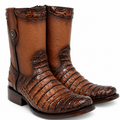 MEN'S CAIMAN BELLY PRINT LEATHER DUBAI TOE BOOTS HONEY COLOR - LA CARRETA