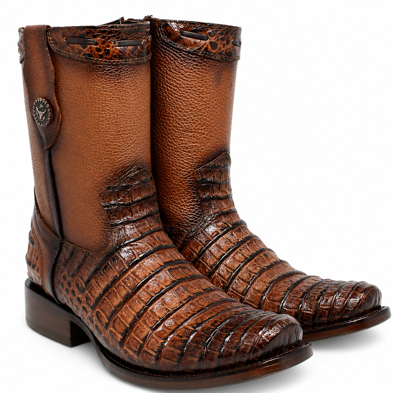 MEN'S CAIMAN BELLY PRINT LEATHER DUBAI TOE BOOTS HONEY COLOR - LA CARRETA