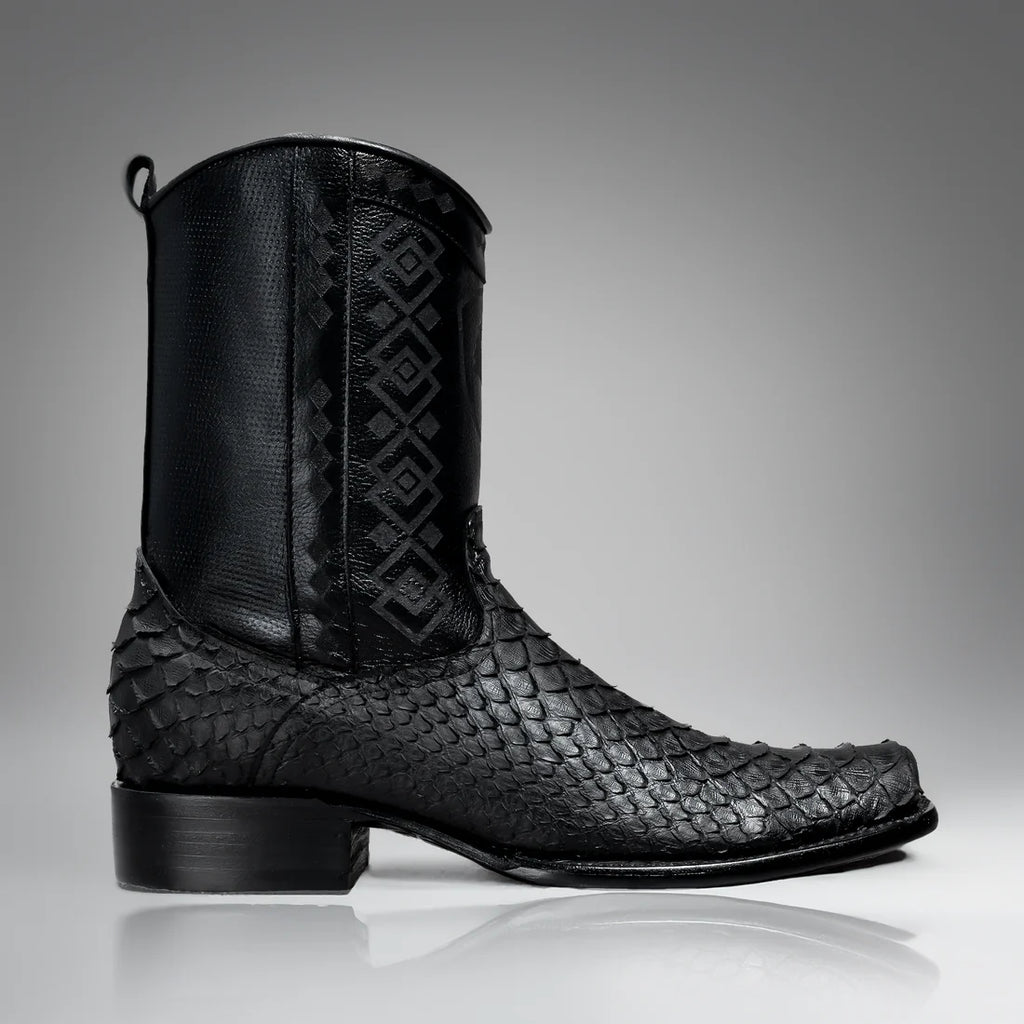MEN'S PYTHON SNIP TOE ZIPPER COWBOY BOOTS