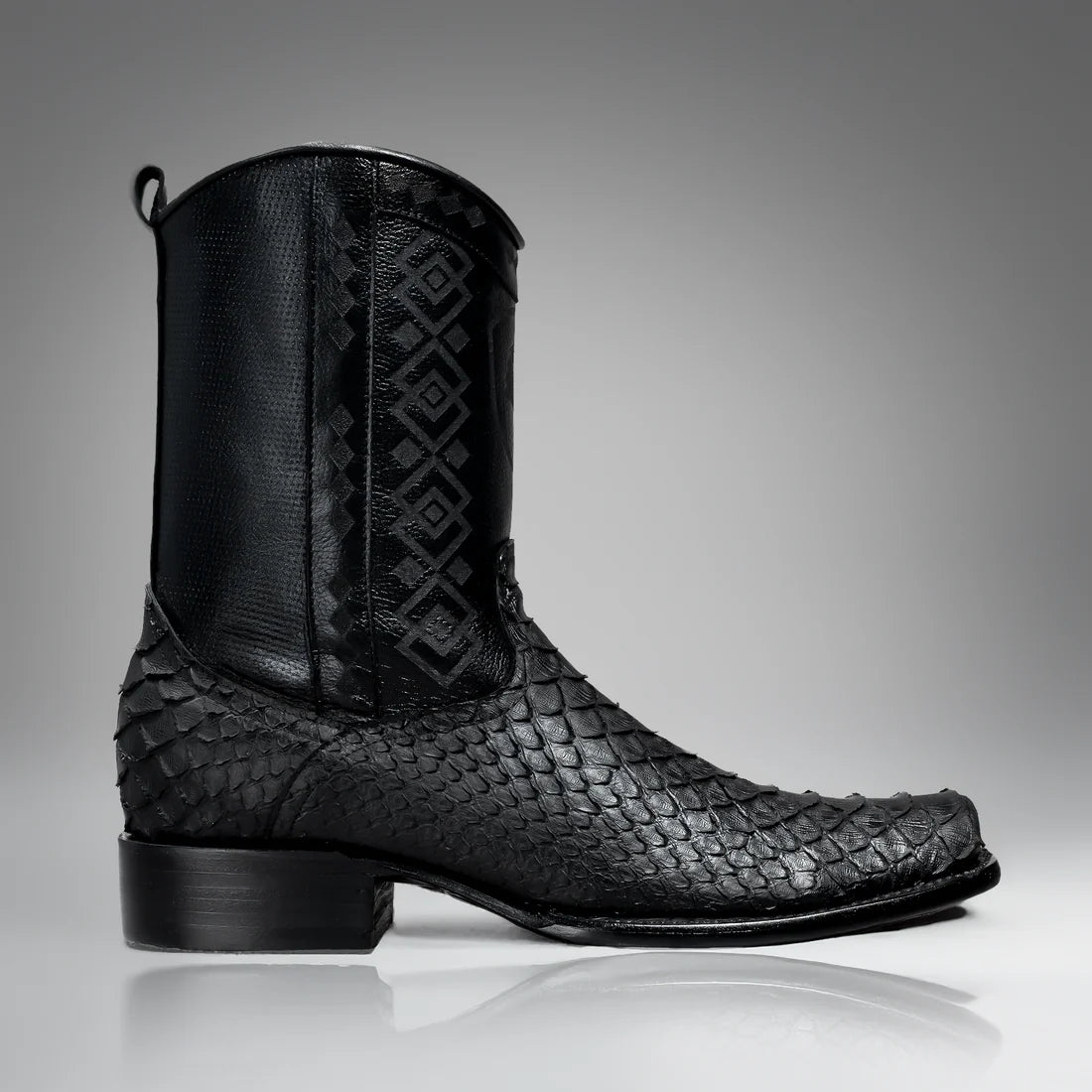 MEN'S PYTHON SNIP TOE ZIPPER COWBOY BOOTS