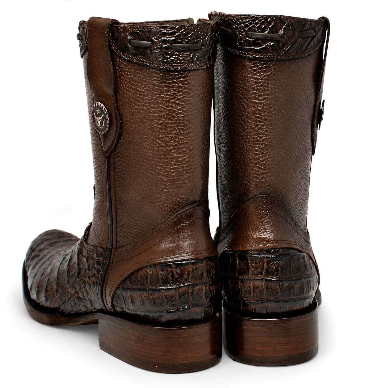 MEN'S CAIMAN BELLY PRINT LEATHER DUBAI TOE BOOTS BROWN COLOR - LA CARRETA