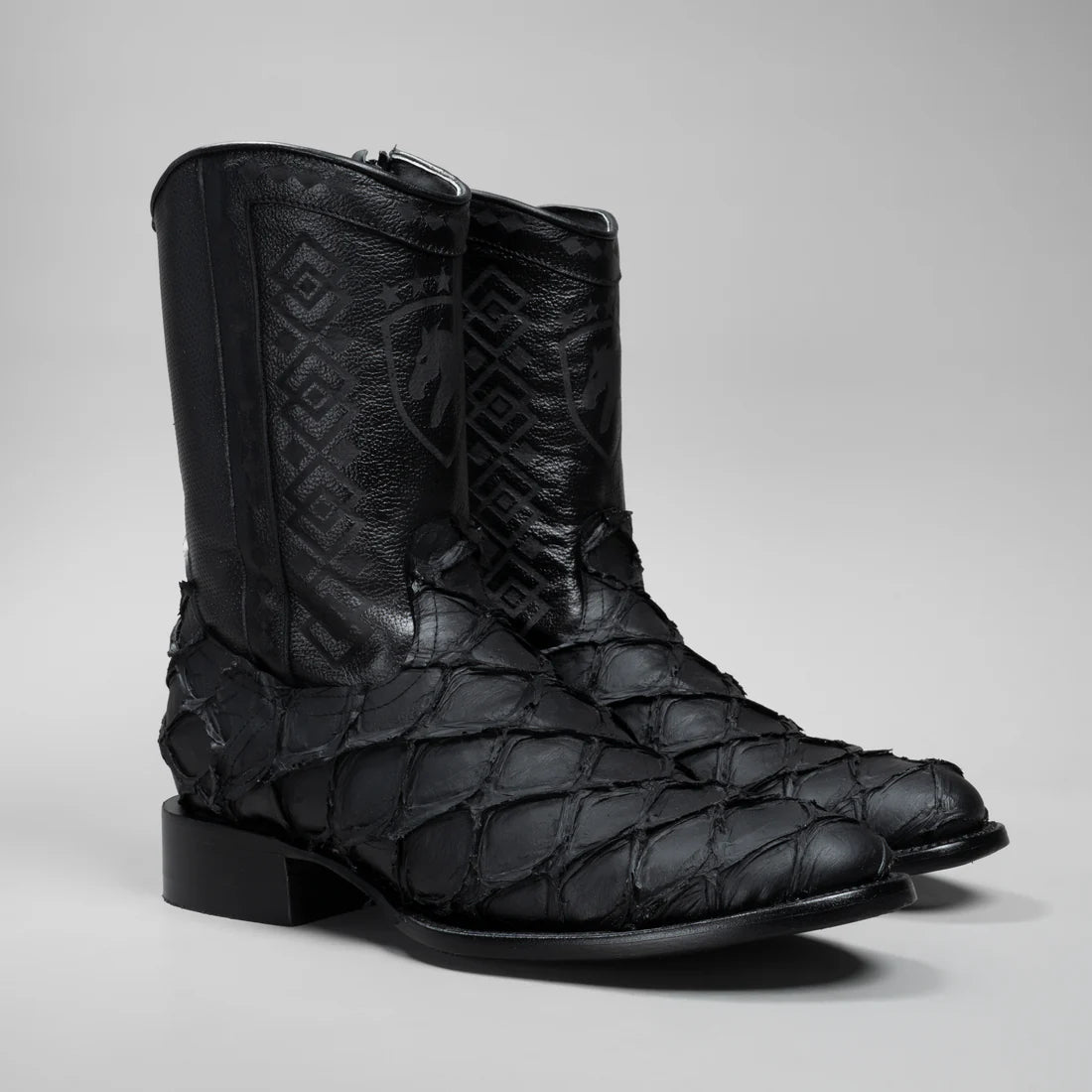 MEN'S PIRARUCU MONSTER FISH ROUND TOE ZIPPER COWBOY BOOTS