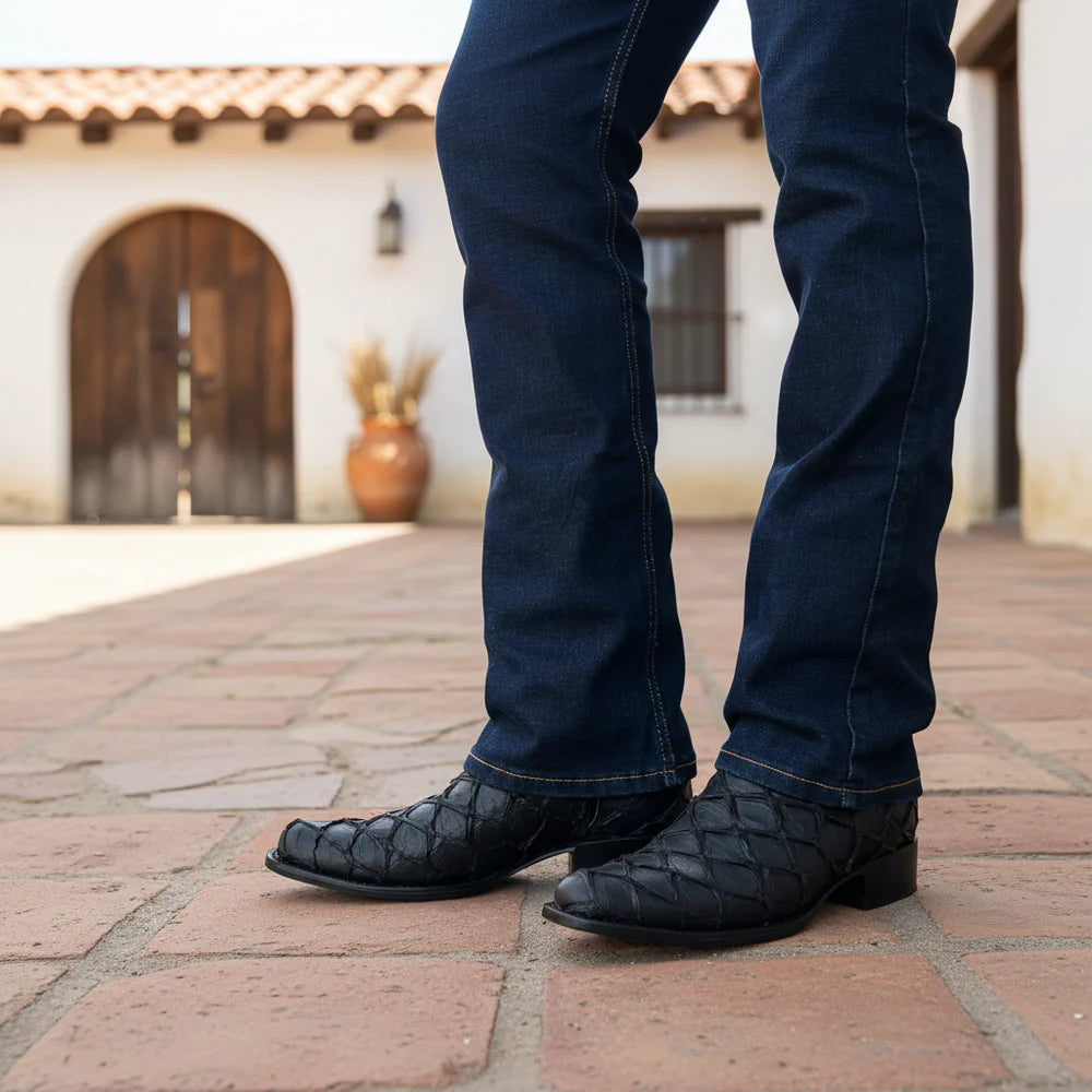 MEN'S PIRARUCU MONSTER FISH ROUND TOE ZIPPER COWBOY BOOTS