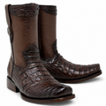 MEN'S CAIMAN BELLY PRINT LEATHER DUBAI TOE BOOTS BROWN COLOR - LA CARRETA